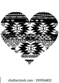 Heart shaped aztec ethnic vector