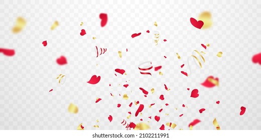 fondo en forma de corazón ilustración vectorial del concepto de celebración del día de San Valentín con confeti
