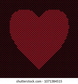 Heart shaped background design from red dots - vector graphic for Valentine's Day