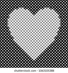 Heart shaped background design from white diagonal squares - vector graphic for Valentine's Day