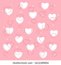 Heart shaped background for Valentines Day.Colorful doodle heart shaped lines.Pink background.Vector illustration.