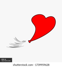 Heart shaped balloon. Cartoon flat Vector illustration.