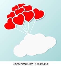 heart shaped balloon with cloud and sky, you can text in the cloud.