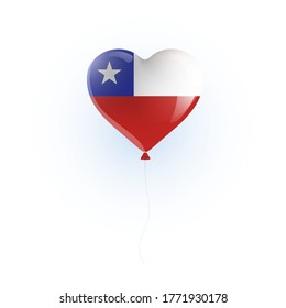 Heart shaped balloon with colors and flag of CHILE vector illustration design. 