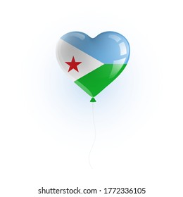 Heart shaped balloon with colors and flag of DJIBOUTI vector illustration design. 