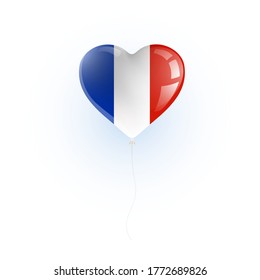 Heart shaped balloon with colors and flag of FRANCE vector illustration design.