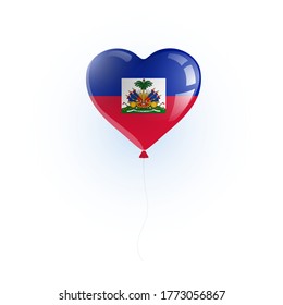 Heart shaped balloon with colors and flag of HAITI vector illustration design. 