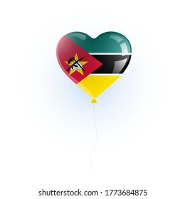 Heart shaped balloon with colors and flag of MOZAMBIQUE vector illustration design. 