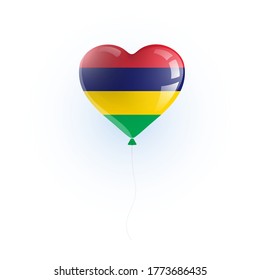 Heart shaped balloon with colors and flag of MAURITIUS vector illustration design.