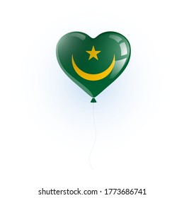 Heart shaped balloon with colors and flag of MAURITANIA vector illustration design. 