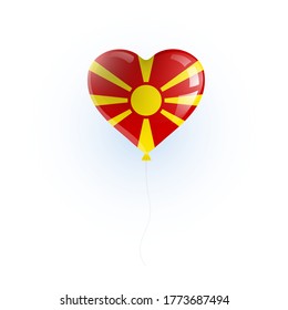 Heart shaped balloon with colors and flag of MACEDONIA vector illustration design.