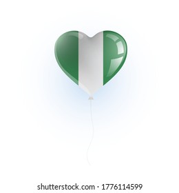 Heart shaped balloon with colors and flag of NIGERIA vector illustration design. 
