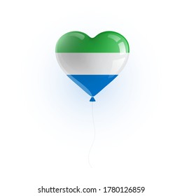Heart shaped balloon with colors and flag of SIERRA LEONE vector illustration design.