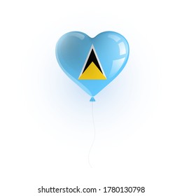 Heart shaped balloon with colors and flag of SAINT LUCIA vector illustration design. 