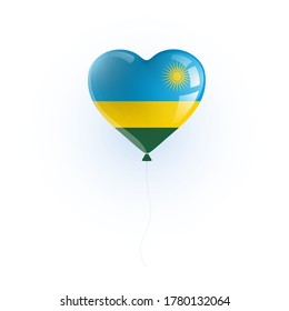 Heart shaped balloon with colors and flag of RWANDA vector illustration design. 