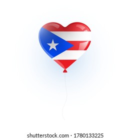 Heart shaped balloon with colors and flag of PUERTO RICO vector illustration design.