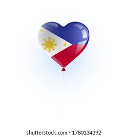 Heart shaped balloon with colors and flag of PHILIPPINES vector illustration design.