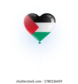 Heart shaped balloon with colors and flag of PALESTINE vector illustration design.