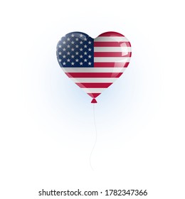 Globo en forma de corazón con colores y bandera de EE.UU. diseño de ilustración vectorial. 