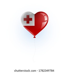 Heart shaped balloon with colors and flag of TONGA vector illustration design. 
