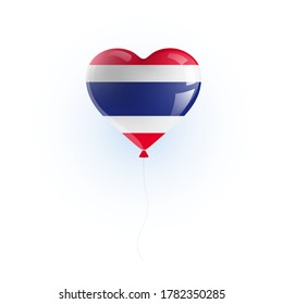 Heart shaped balloon with colors and flag of THAILAND vector illustration design.