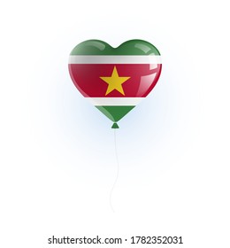 Heart shaped balloon with colors and flag of SURINAME vector illustration design.