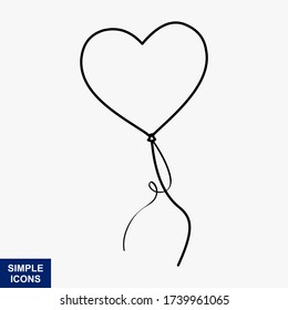 Heart shaped balloon. Continuous drawing line art style. Vector illustration.