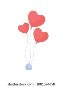 Heart shaped balloon flat color vector item. Decoration for romantic event. Express love. Party greeting. Valentines day celebration isolated cartoon illustration for web graphic design and animation