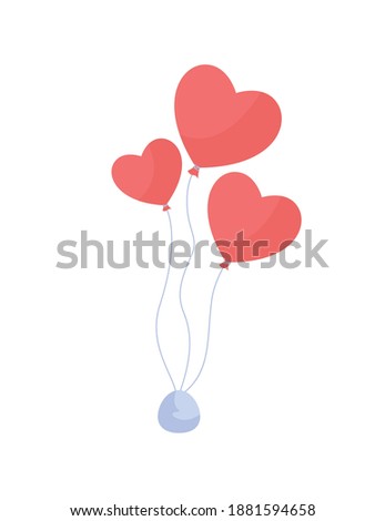Heart shaped balloon flat color vector item. Decoration for romantic event. Express love. Party greeting. Valentines day celebration isolated cartoon illustration for web graphic design and animation