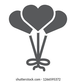 Heart shaped balloon glyph icon, decoration and celebration, love balloon sign, vector graphics, a solid pattern on a white background, eps 10.