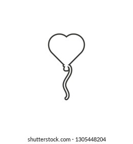 Heart shaped balloon icon. Simple thin line, outline vector of valentines day, love icons for UI and UX, website or mobile application