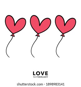 Heart shaped balloon isolated on white background in Valentine's day