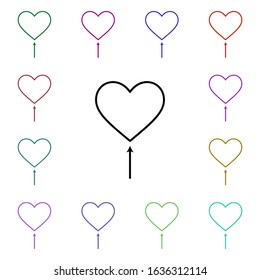 Heart shaped balloon multi color style icon. Simple thin line, outline vector of heartbeat icons for ui and ux, website or mobile application