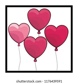 Heart shaped balloon on frame colorful