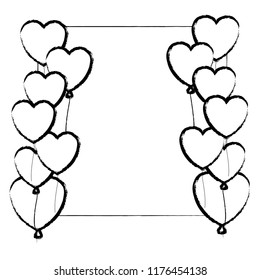 Heart shaped balloon on frame sketch