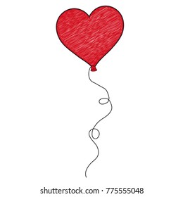 Heart Shaped Balloon - Scribble Vector Illustration