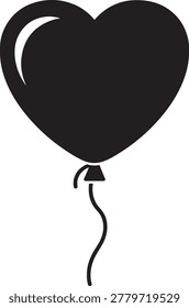 Heart shaped balloon with string isolated on white background