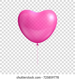 Heart shaped balloon transparent isolated. Heart shaped balloon transparent isolated on a transparent background for designers and illustrators. Romantic surprise in the form of a vector illustration