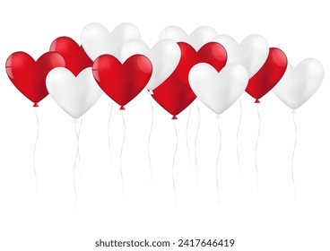 Heart Shaped Balloon. Balloon for Valentine's Day, Wedding Celebration, Mother's Day or Anniversary. Vector Illustration Isolated on White Background.