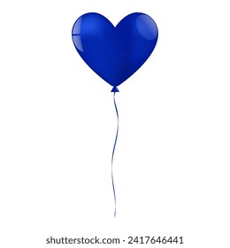 Heart Shaped Balloon. Balloon for Valentine's Day, Wedding Celebration, Mother's Day or Anniversary. Vector Illustration Isolated on White Background.