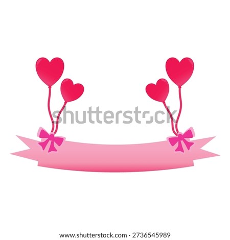 Heart shaped balloon vector illustrations with blank text in a flat design style. Perfect for Valentine's Day celebrations, weddings, birthdays, and parties. Romantic, purple, pink, love, stickers, posters, affection.