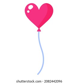 Heart shaped balloon. Wedding and valentine day concept. Vector cartoon isolated illustration.