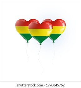 Heart shaped balloons with colors and flag of BOLIVIA vector illustration design. 