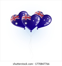 Heart shaped balloons with colors and flag of AUSTRALIA vector illustration design. 