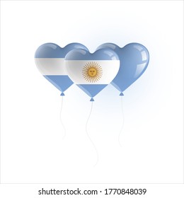 Heart shaped balloons with colors and flag of ARGENTINA vector illustration design.