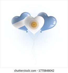 Heart shaped balloons with colors and flag of ARGENTINA vector illustration design.