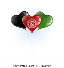 Heart shaped balloons with colors and flag of AFGHANISTAN vector illustration design.