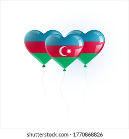 Heart shaped balloons with colors and flag of AZERBAIJAN vector illustration design.