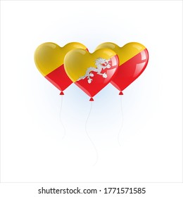 Heart shaped balloons with colors and flag of BHUTAN vector illustration design. 