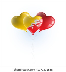 Heart shaped balloons with colors and flag of BHUTAN vector illustration design. 